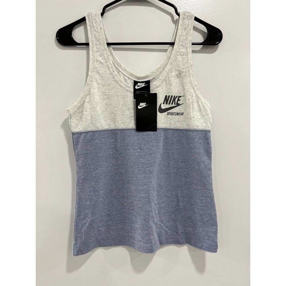 Nike Women's Gym Vintage Blue/Grey Heather Colorblock Tank Size Small